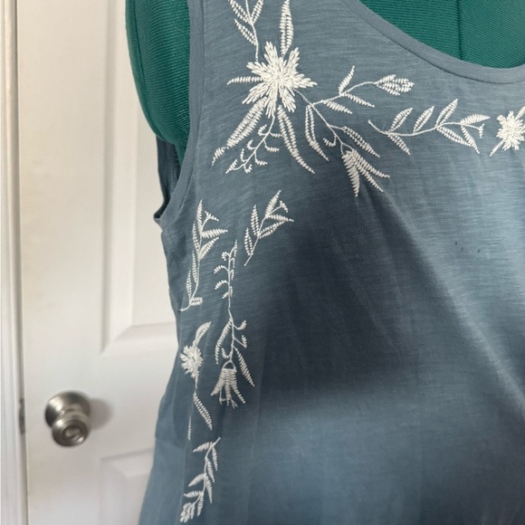 NWT LOFT M Cornflower Blue Embroidered Sleeveless Tank - Picture 3 of 7